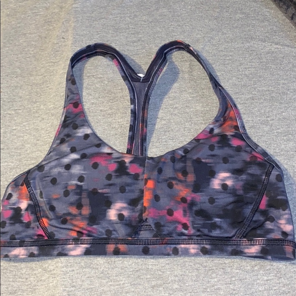 Grey Black Pink Orange Polka Dot Lululemon Bra